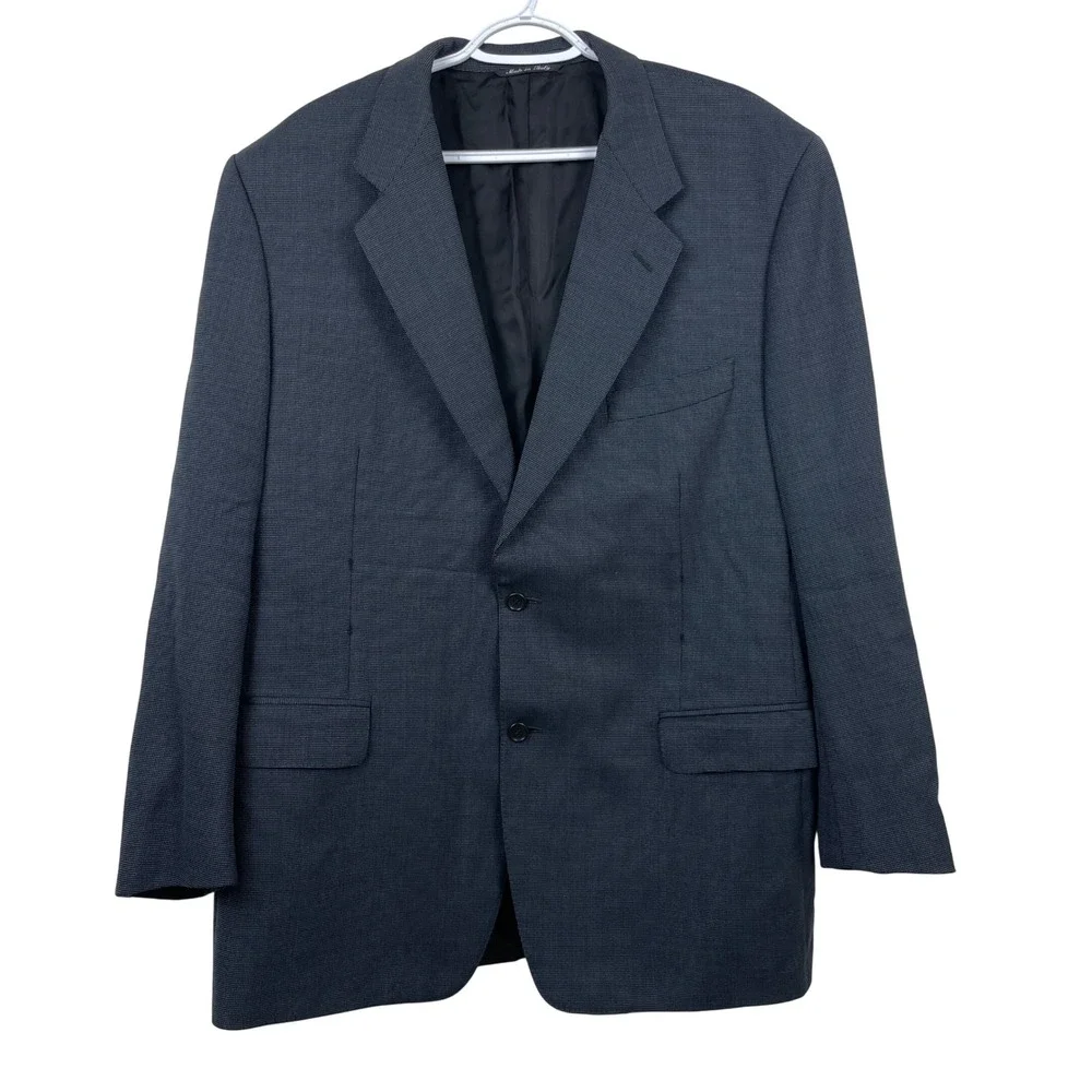 Canali Mens Gray 100% Wool 2 Button Blazer Sport Coat Italy EU 56R, US‎ 46R